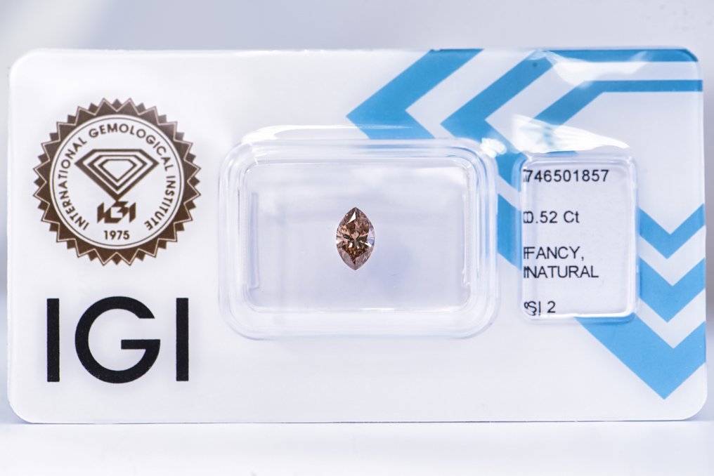 没有保留价 - 1 pcs 钻石  (天然色彩的)  - 0.52 ct - 榄尖形 - Fancy deep 棕色 粉红色 - SI2 微内含二级 - 国际宝石研究院（IGI） #1.0