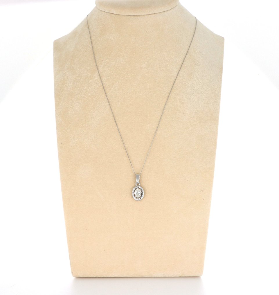 χωρίς τιμή ασφαλείας - Κολιέ με μενταγιόν - 18 καράτια Λευκός χρυσός -  0.50ct. tw. Διαμάντι (Φυσικό)  #3.2