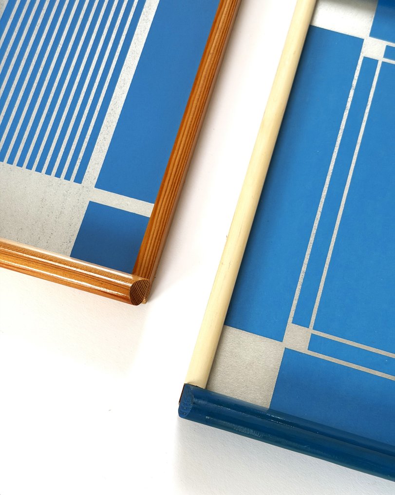 Vassoio decorativo - Set di due vassoi vintage rettangolari in stile moderno di metà secolo #1.0