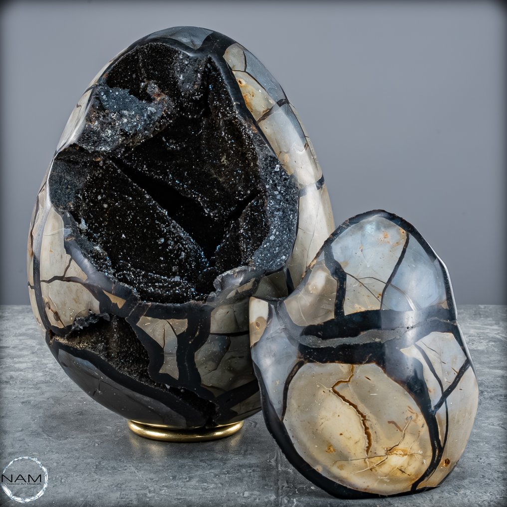 Septarien-Ei mit offener Druse – Fossiles Naturkunstwerk in edler Freiform Von Höchster Qualität- 7020.17 g #2.1