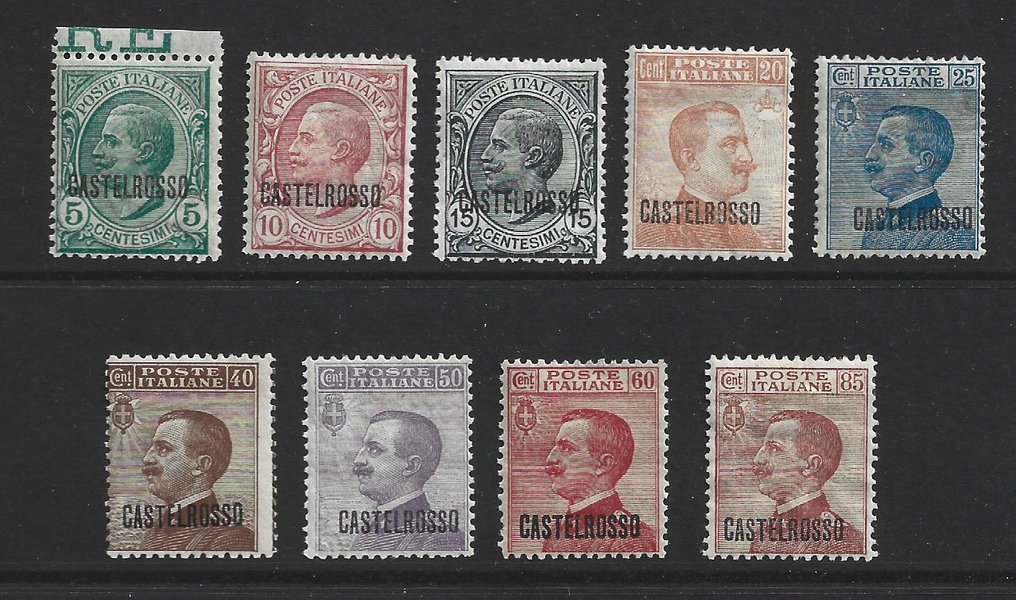 Italienska Egeiska öarna - Castelrosso 1922/1924 - Italienska frimärken från 1906-1920 med överstämplningen "Castelrosso" Sassone s1-3 (#1-24) för - Sassone s1/3 #1-24 #1.0
