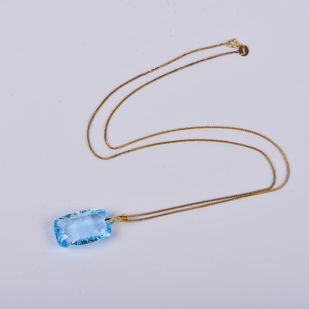 Sem preço de reserva - Colar com pingente - 18 K Ouro amarelo Topázio - Certificada pela ALGT #4.3