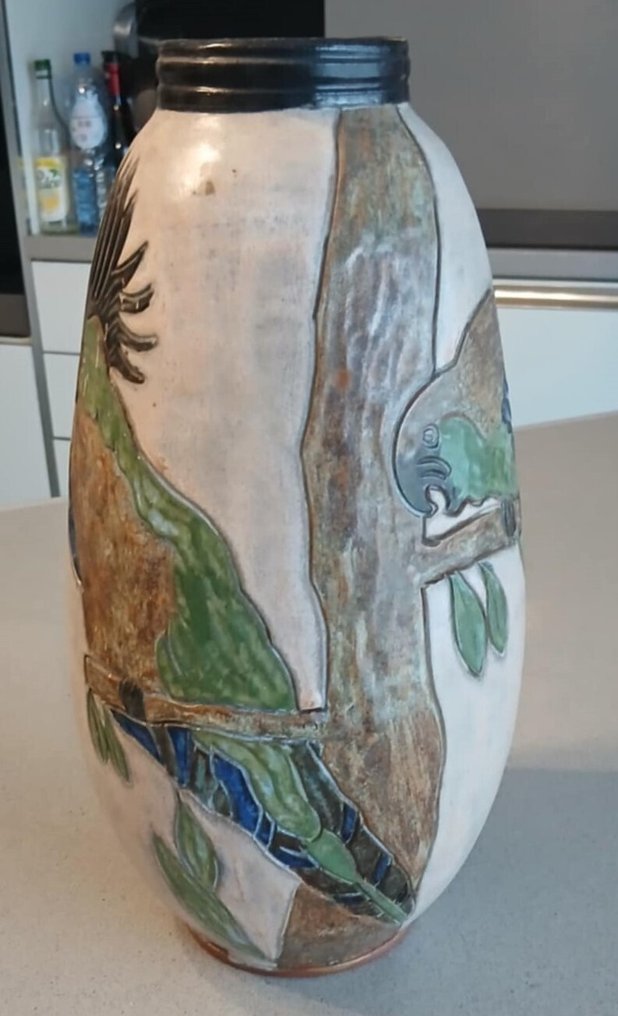 Biron - Βάζο -  Διακόσμηση παπαγάλος (Ύψος 35  - Πήλινα #2.1