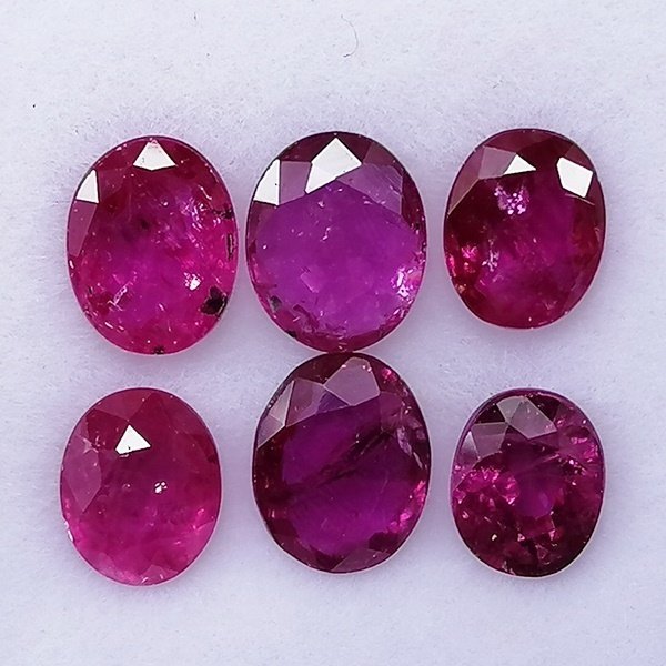 6 pcs  Red Ruby  - 2.37 ct - Instituto Gemólogico Español (IGE) - Minor Residues #1.0