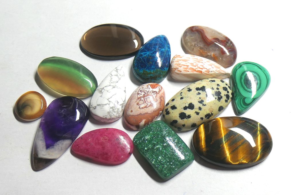 Σετ υπέροχων cabochons 100% φυσικών. Καμπουσόν- 47.21 g - (14) #1.0