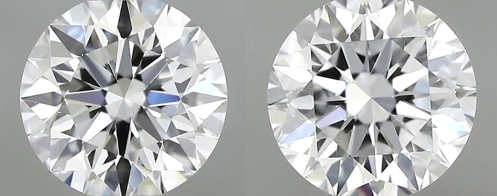 Ingen reservasjonspris - 2 pcs Diamant (Naturlig) - 0.66 ct - Rund - D (fargeløs) - IF - Det internasjonale gemologiske institutt (IGI) - Matching Pair 3EX #1.0