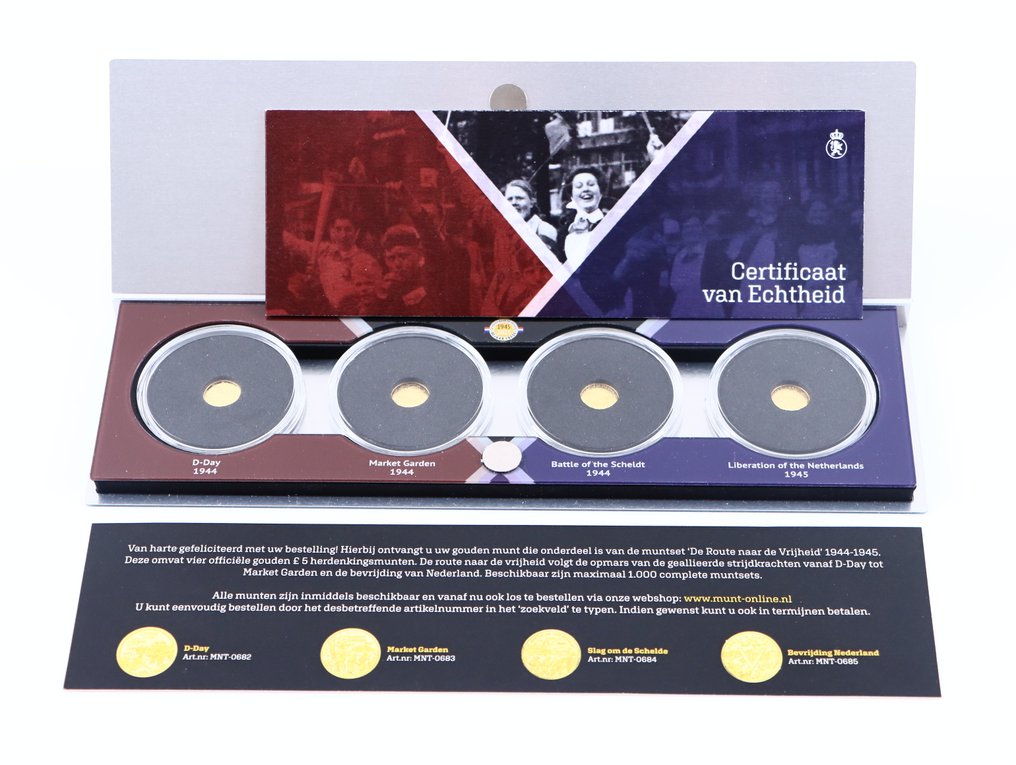 Netherlands. "De route naar de vrijheid 1944-1945, gouden muntset. 2024 & 2025 #1.0