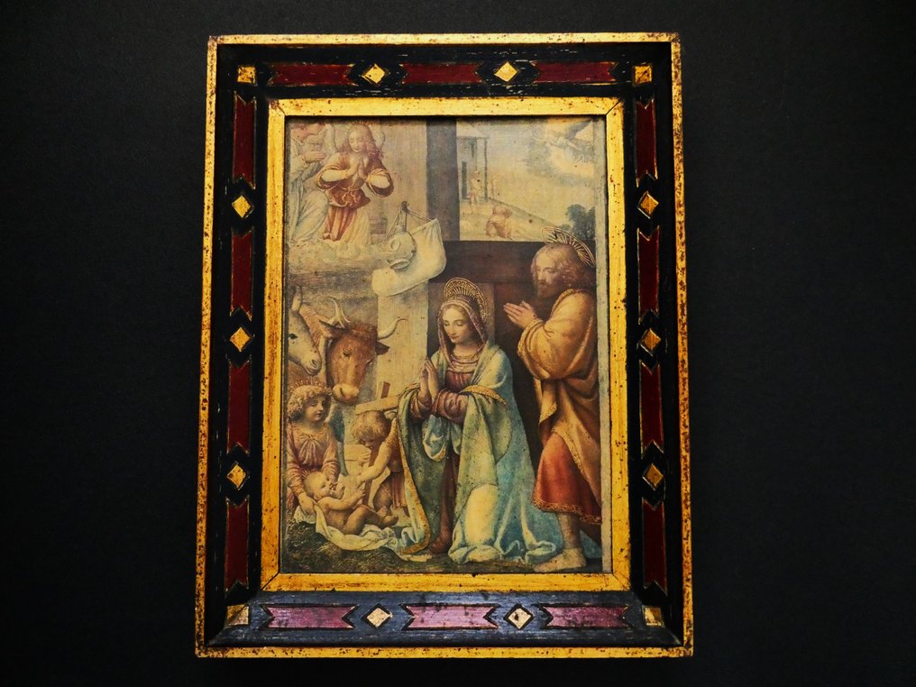 Εικόνα - Γέννηση και Ευαγγελισμός στους Ποιμένες. - Ξύλο - Λίστα Χριστουγεννιάτικης φάτνης #1.0