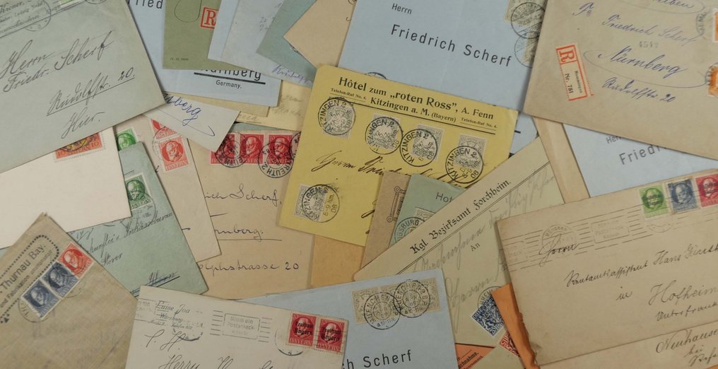 Bavière - Correspondance d'entreprise circa 1906-1920 avec lettre recommandée, contre remboursement, #1.0