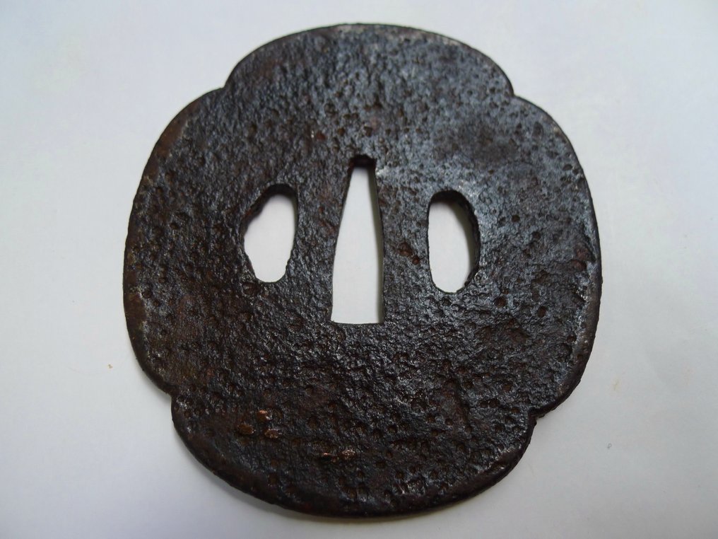 Beautiful duck under tree nature scenery motif big tsuba - Japan - Mid Edo period #1.0