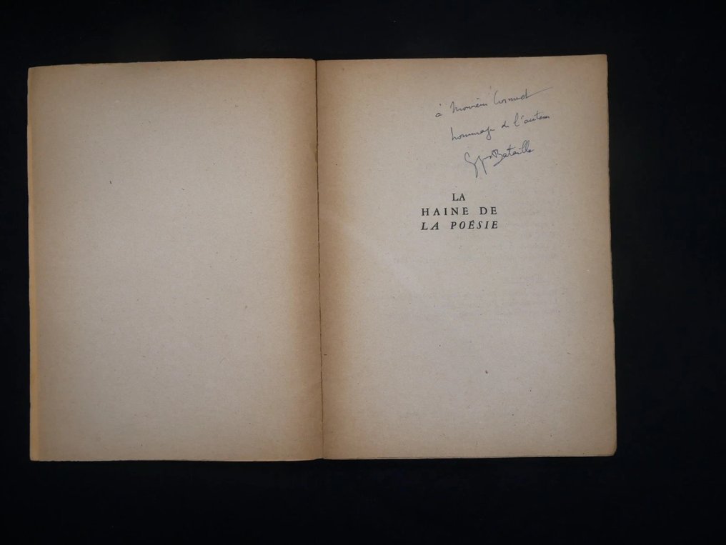 Georges Bataille - La Haine de la poésie - Envoi autographe - 1947 #2.1