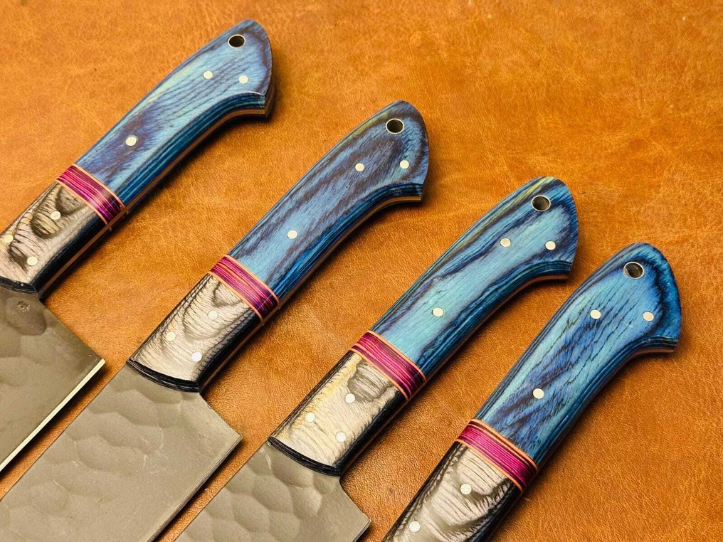 厨刀 - Pakka木，手工折叠钢，粉末涂层 - 日本 #4.3