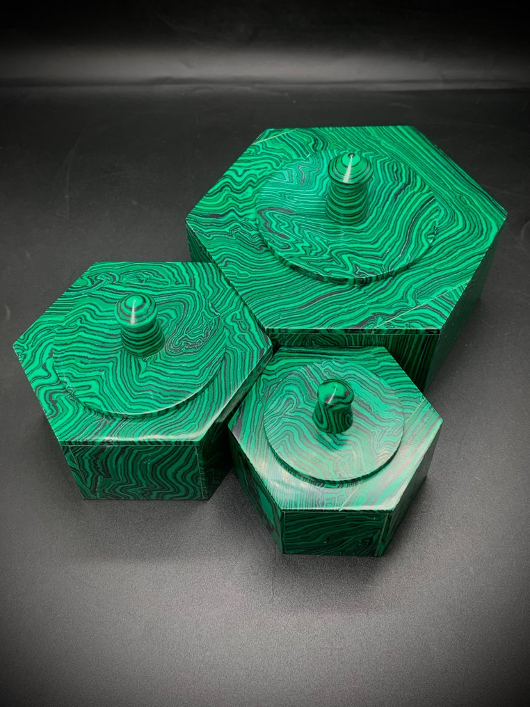 Φυσικό κουτί κοσμημάτων από μάλαχιτ – Χειροποίητο από το Κονγκό - 680γρ - (3). Κοσμήματα- 680 g - (3) #4.3