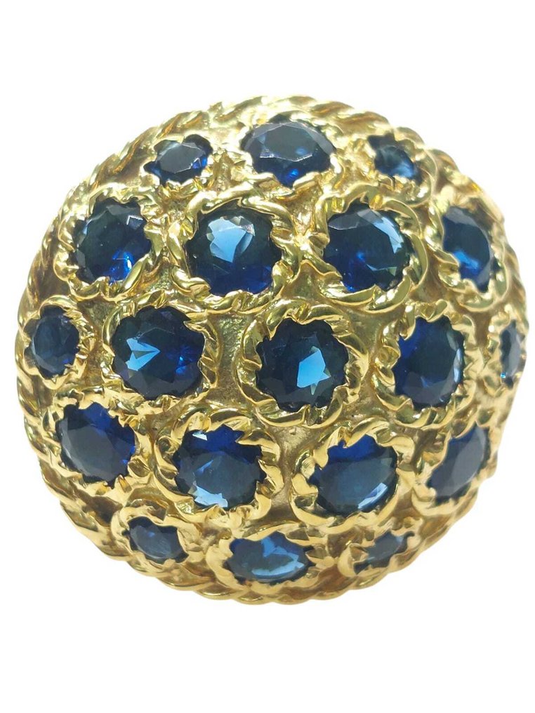 没有保留价 - 戒指 - 9 kt. 银, 黄金 蓝宝石 - 蓝宝石 #3.2