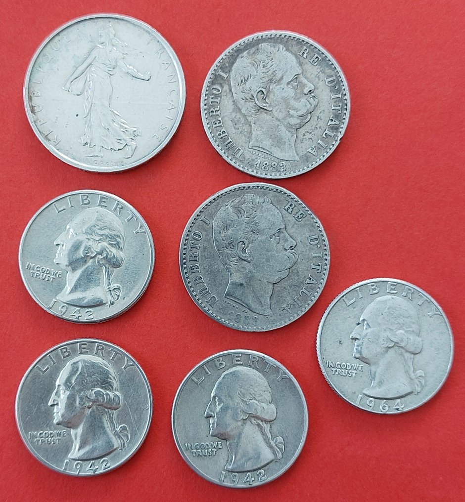 Ηνωμένες Πολιτείες, Γαλλία, Ιταλία. Lotto 7 monete (χωρίς τιμή ασφαλείας) #2.1