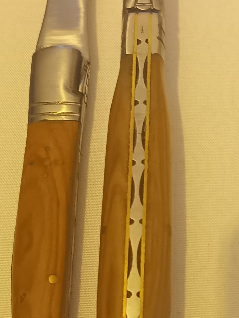 laguiole - bougnat - 餐刀套装 (4) - 镀金黄铜, 蔷薇木 #3.2