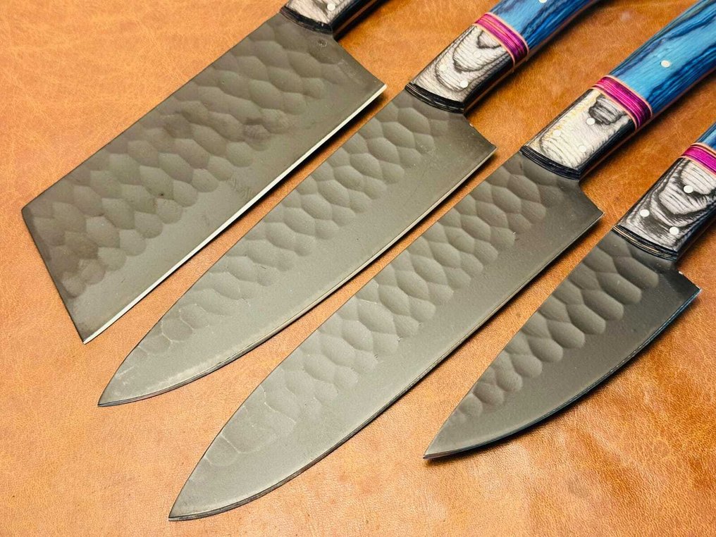 厨刀 - Pakka木，手工折叠钢，粉末涂层 - 日本 #1.0