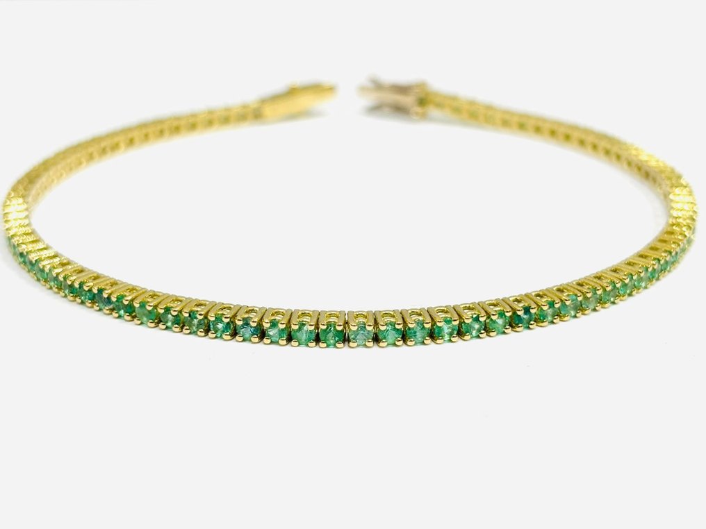 Other brand - 網球手鍊 - 18 克拉 黃金 - 5.10ct. tw. 祖母綠 - Astralia - 意大利制造 #1.0