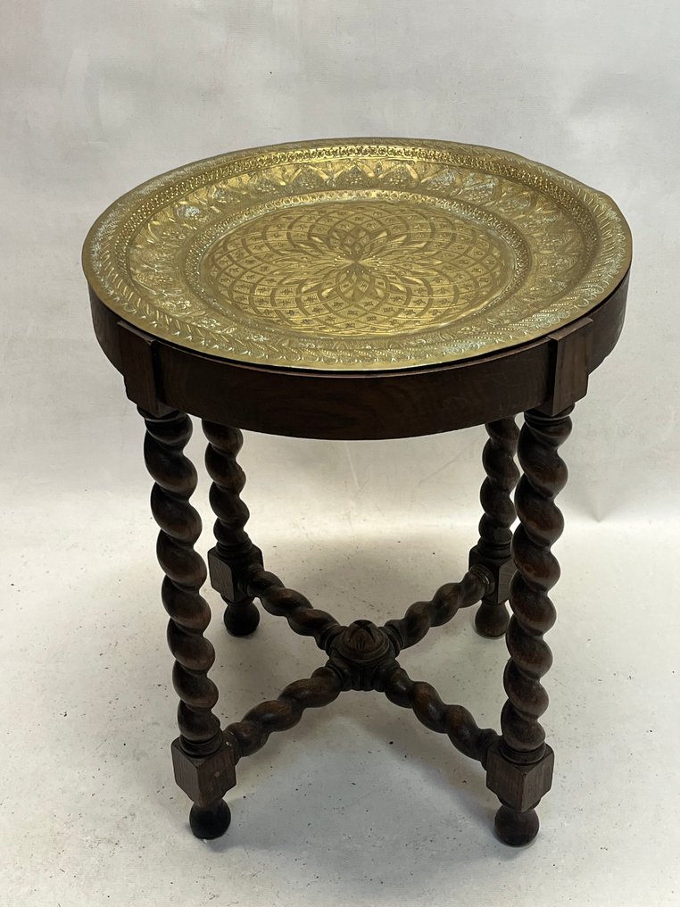 Sivupöytä - Puu, Messinki - itämainen teepöytä #1.0