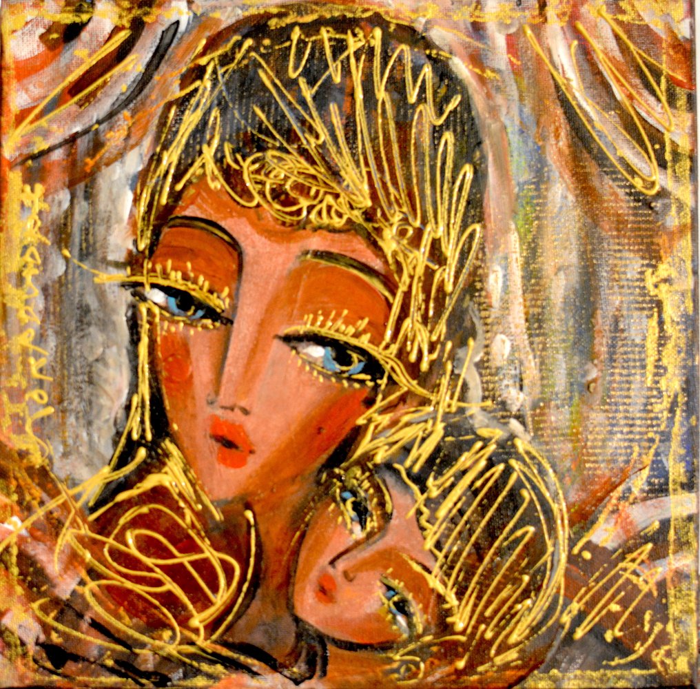 Hrasarkos (1975) - " Lumière Maternelle "-Technique mixte sur toile Avec châssis #1.0