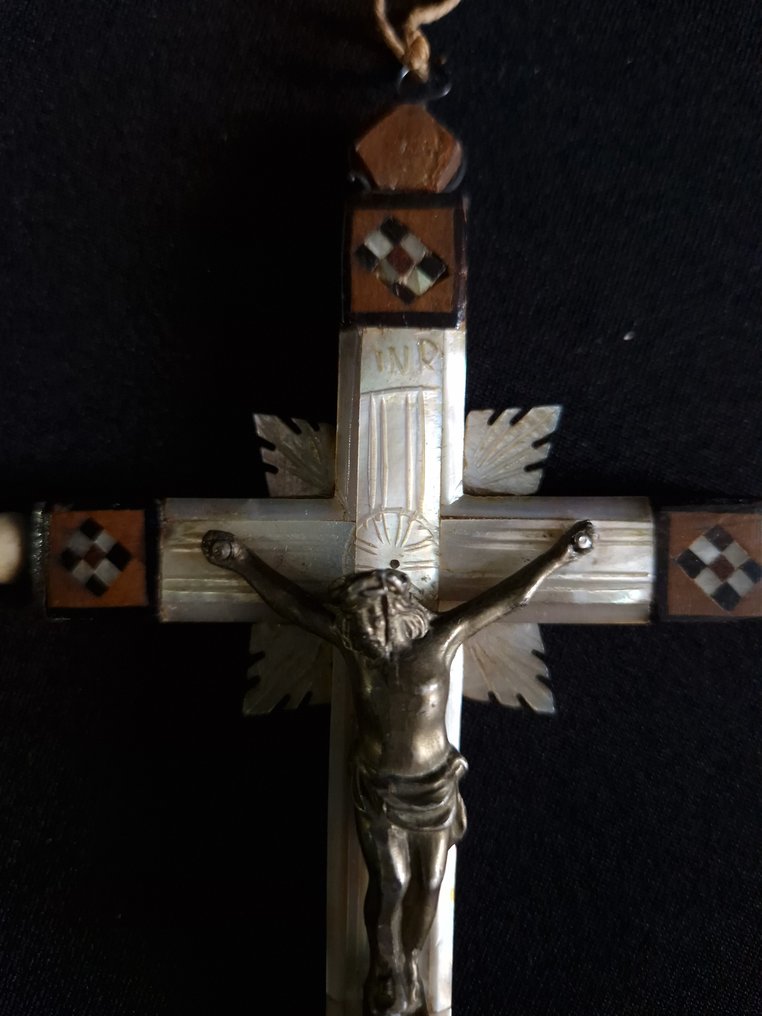  Kruis - Hout, Schelp - 19e eeuw - Pelgrimage Reliekdoos  #1.0