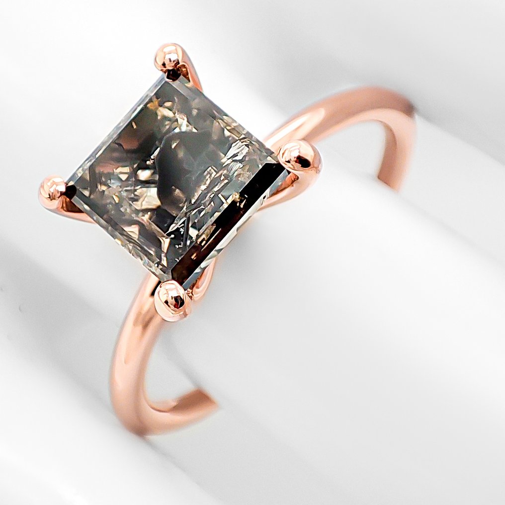 Ei pohjahintaa - Sormus - 14 kt. Ruusukulta - 2.72ct. tw. Timantti (Luonnonvärinen) - IGI Certificate #1.0