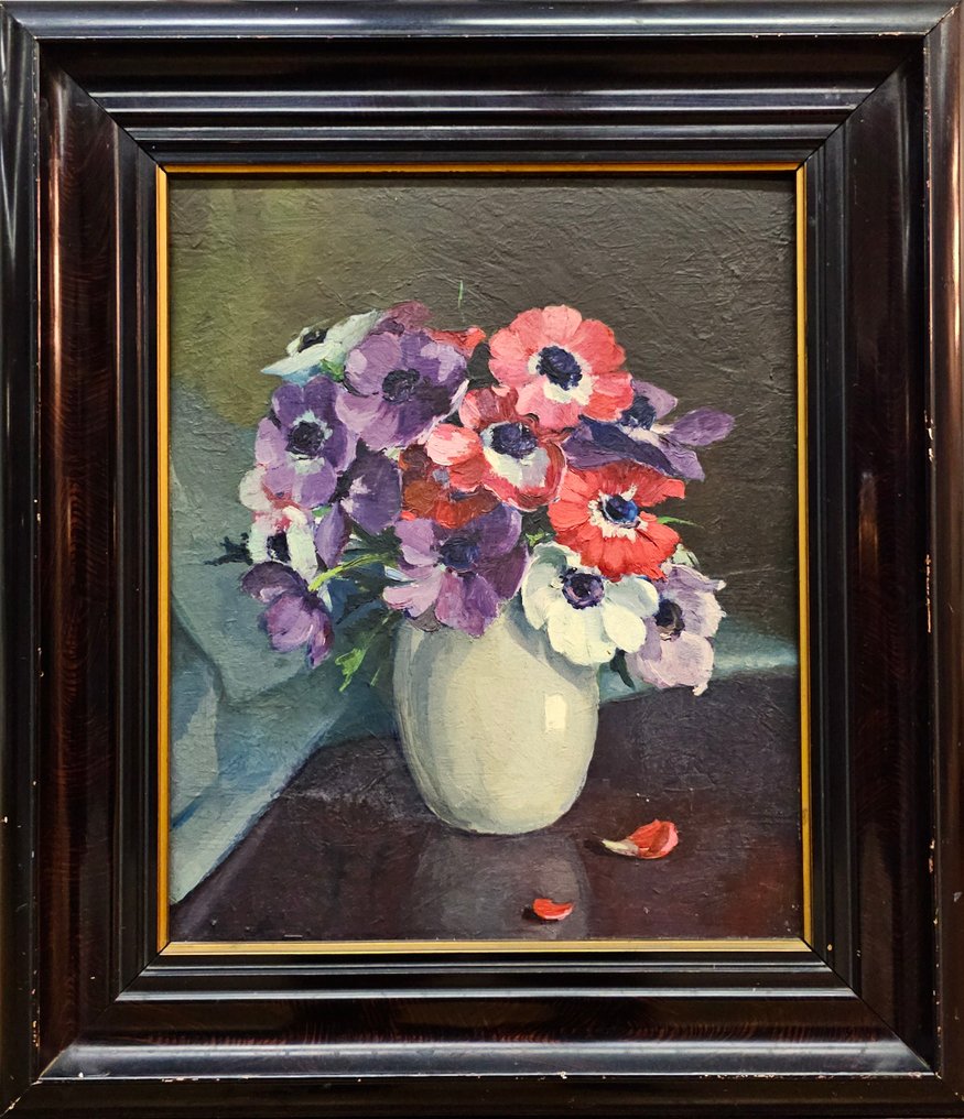 European school (c.1930) - Anemones in a earthenware vase #2.1