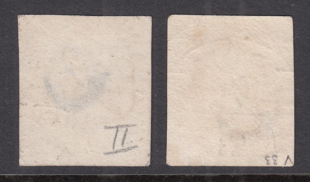 荷蘭 1852 - Koning Willem III，与半圆 Vlaardingen - A - NVPH 1 + 2 #1.0
