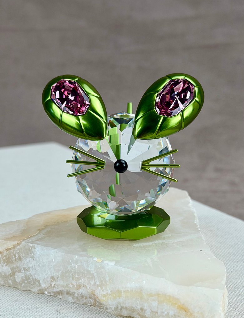Swarovski - Figurka - Mouse dulcis green, large 5619214 - Box + Certificate - Kryształ #1.0