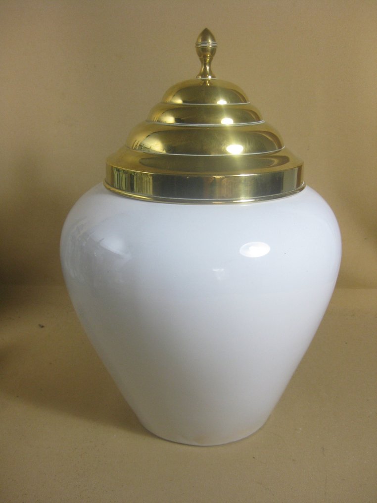 Tobakkskrukke - Steingods, Kobber - Makkum Tichelaar #4.3