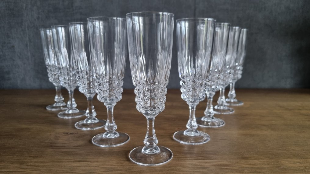 Cristal d'Arques - Ποτήρι σαμπάνιας (9) - Πομπαδόρ - Κρύσταλλο #1.0