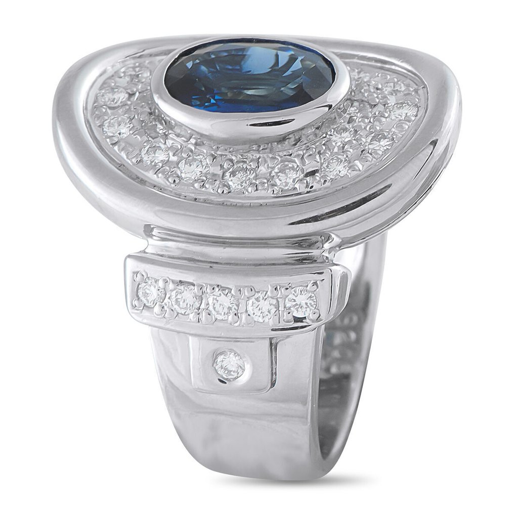 Bague Bague en platine, diamant de 0,61 ct et saphir, Platine -  2.67ct. tw. #1.0
