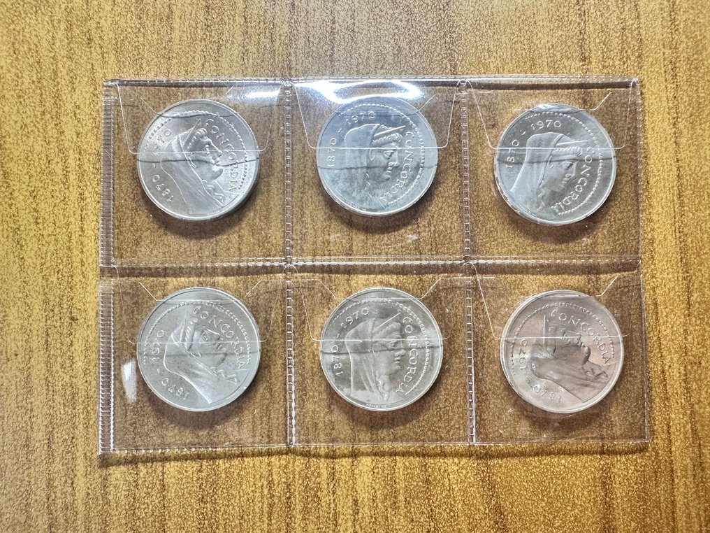 意大利,共和国 1000 Lire 1970 “ Concordia “ (6 monete) (没有保留价) #1.0