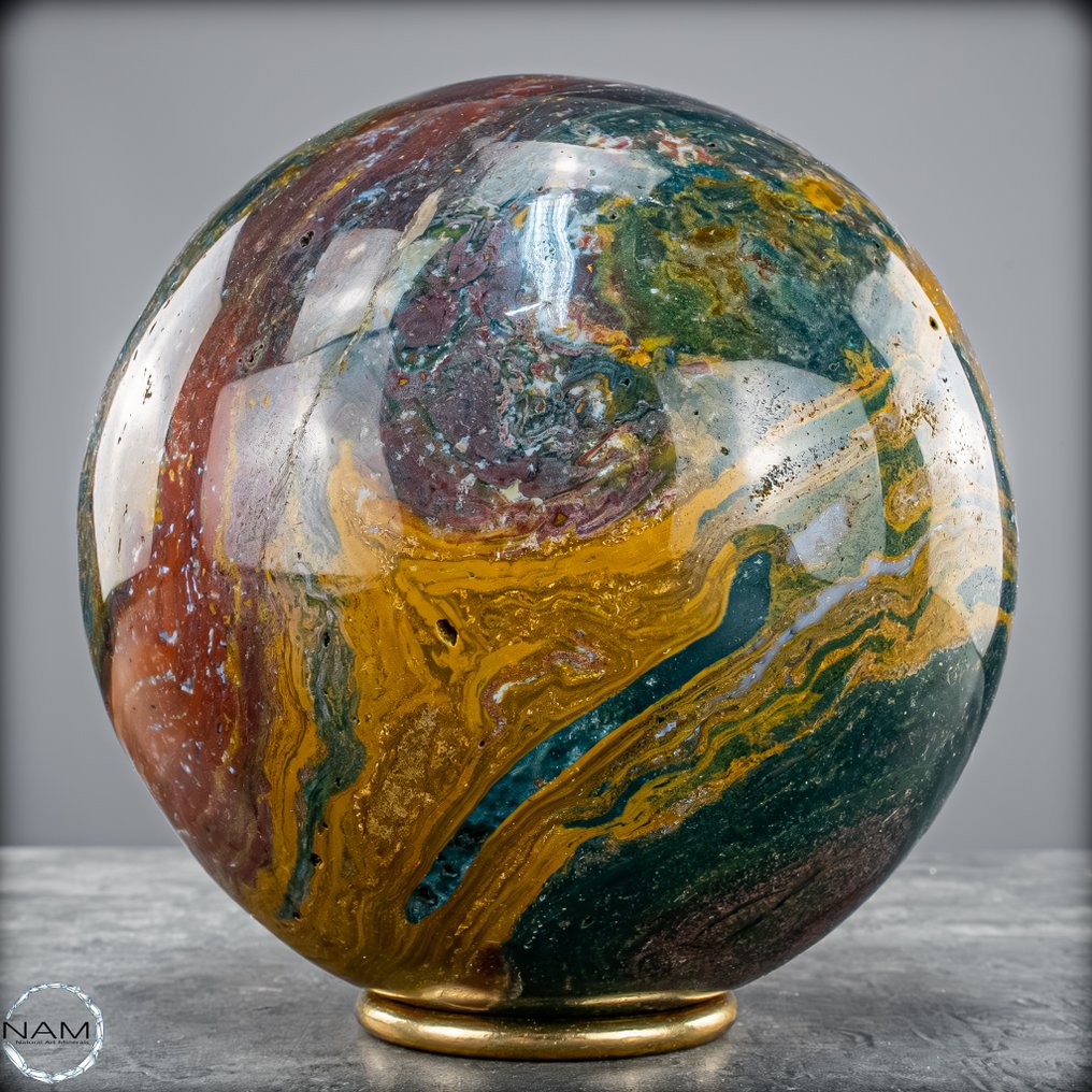 Natural Very Artistic Ocean Jasper-Agate Sphere, with little druses- 5106.18 g #3.2