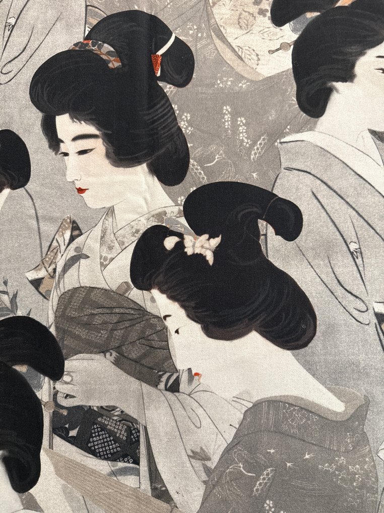 San Leucio - Large panel of sturdy canvas, Japanese-style Toile de Jouy. - Textile - 280 cm - 150 cm #3.2