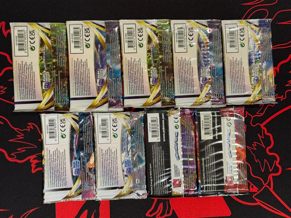 Pokémon - 9 Booster pack - 9 booster packs van de sword and shield series - Sword & Shield - Brilliant Stars, Vivid Voltage, Silver Tempest, Battle Styles #3.2