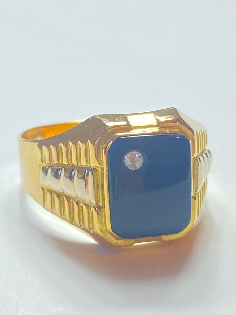 没有保留价 - 戒指 - 18K包金 黄金 缟玛瑙 #2.1