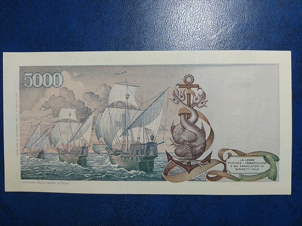 Italy. - 3 x 5.000 Lire 1971/1973/1977 - Gigante BI 67A, 67B, 67C; Pick 102a, 102b, 102c #4.3