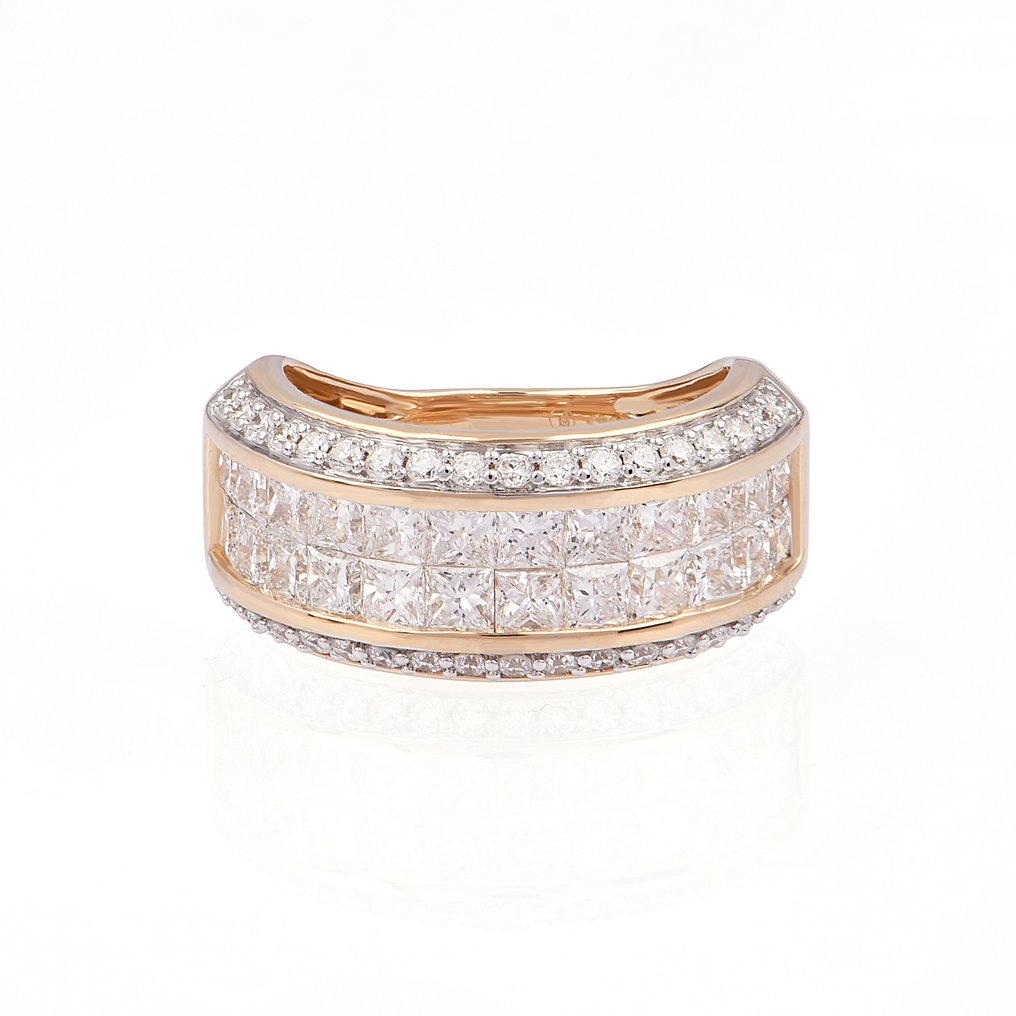 Sormus - 14 kt. Keltakulta - 2.95ct. tw. Timantti (Laboratoriossa kasvatettu) - Timantti #1.0