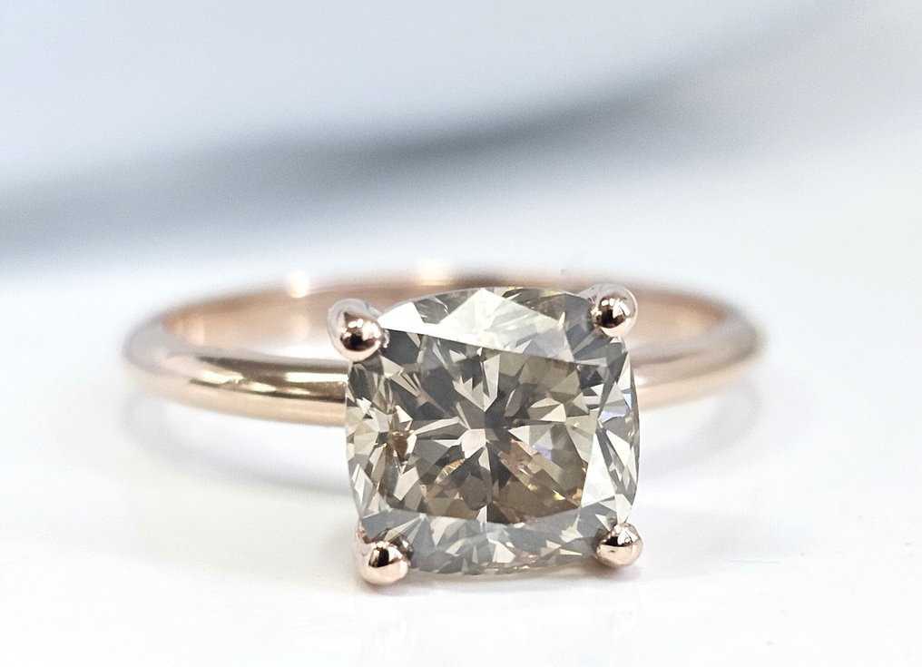 沒有保留價 - 戒指 - 14 克拉 玫瑰金 - 3.06ct. tw. 鉆石 (天然) - 鉆石 - 淺棕色 #1.0