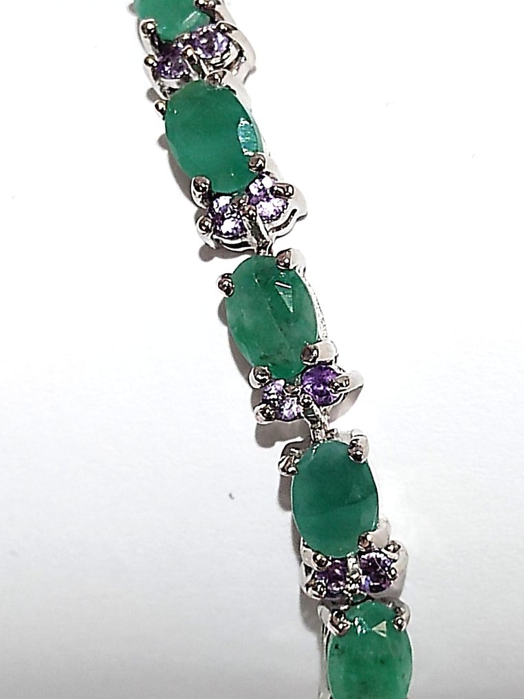 Ingen mindstepris - Armbånd Sølv - 13.20ct. tw. Smaragd - Rhodolit #1.0