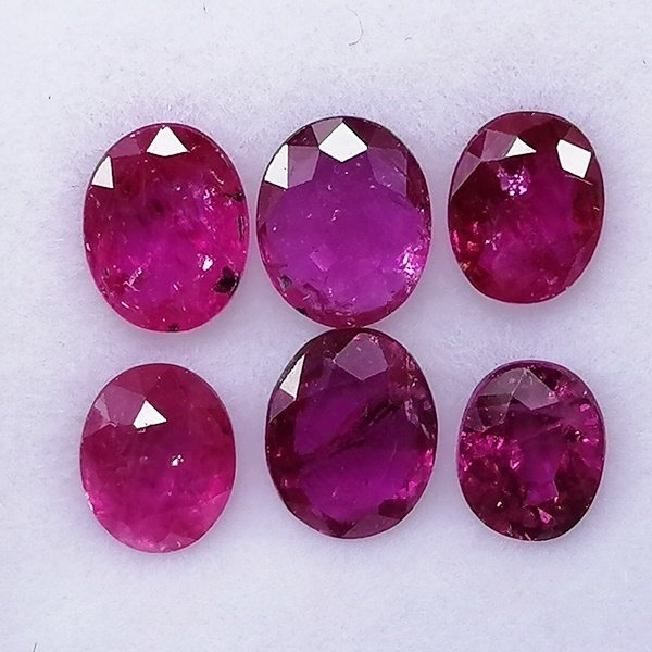 6 pcs  Red Ruby  - 2.37 ct - Instituto Gemólogico Español (IGE) - Minor Residues #3.2