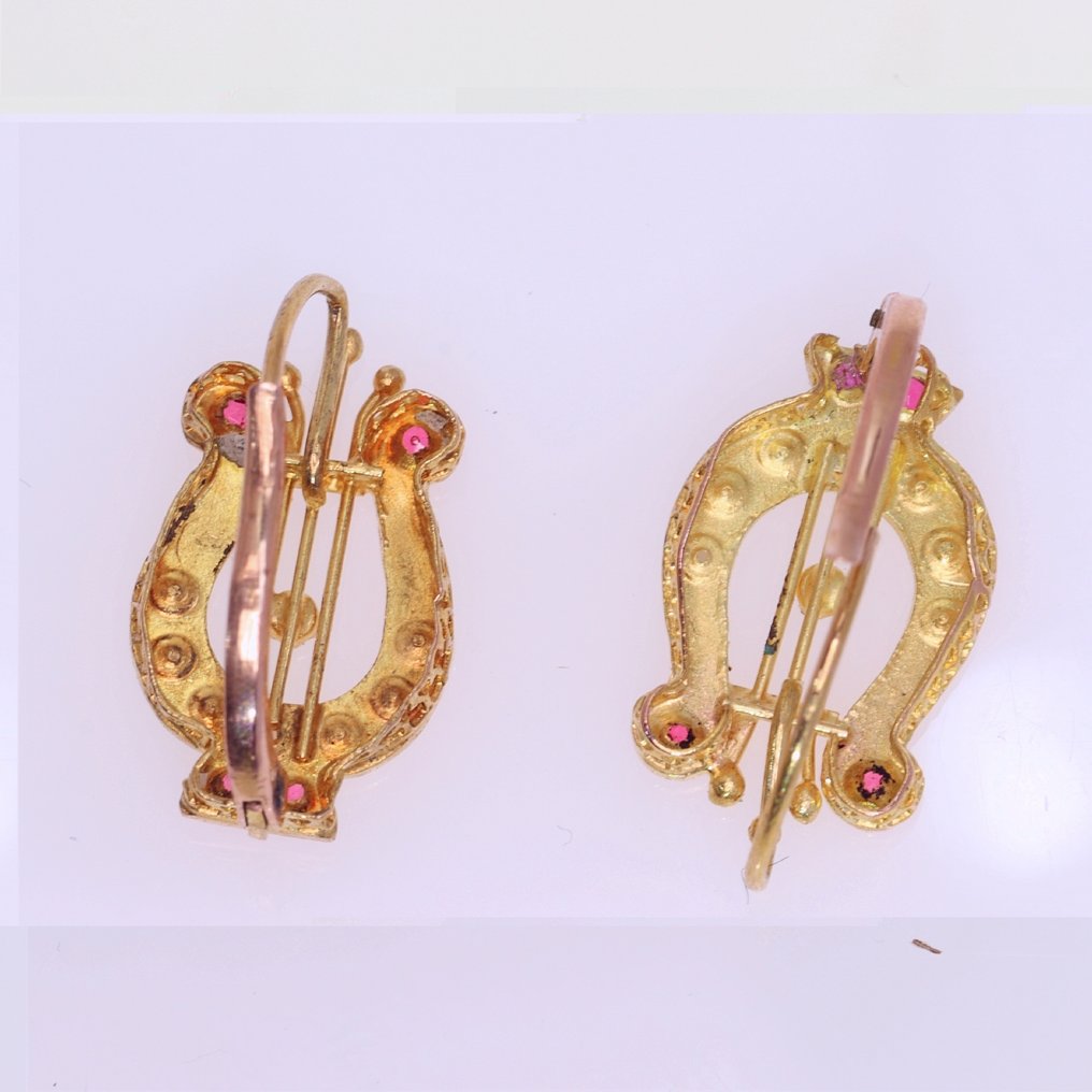 Sans prix de réserve - Boucles d'oreilles - 18 carats Or jaune - Harp, antique vers 1900 #3.2