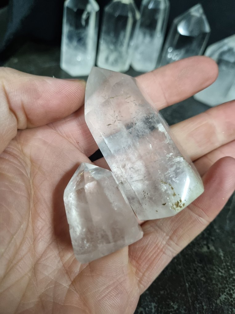 10 punti di cristallo di rocca chiari, 8 - 4 cm Punta di cristallo- 978 g #4.3