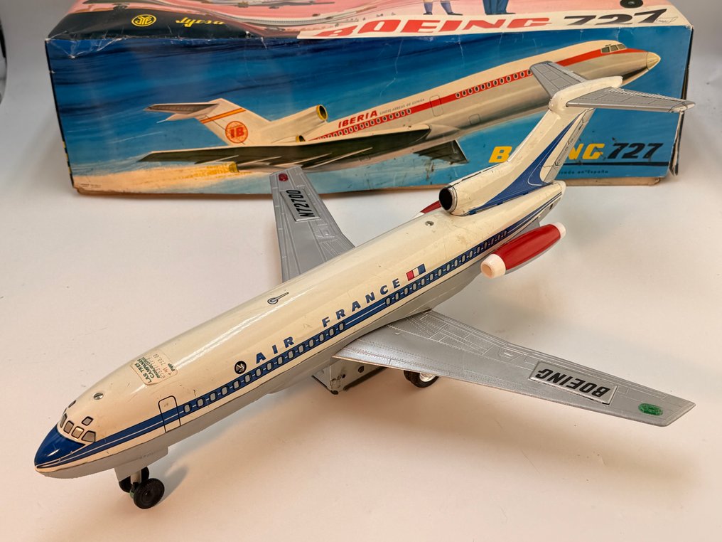 Jyesa - JYE - Játék repülőgép Avião Boeing 727 – JYESA (Espanha) – 1970 – Vintage – A pilhas a funcionar “Air France” - 1960-1970 - Spanyolország #1.0