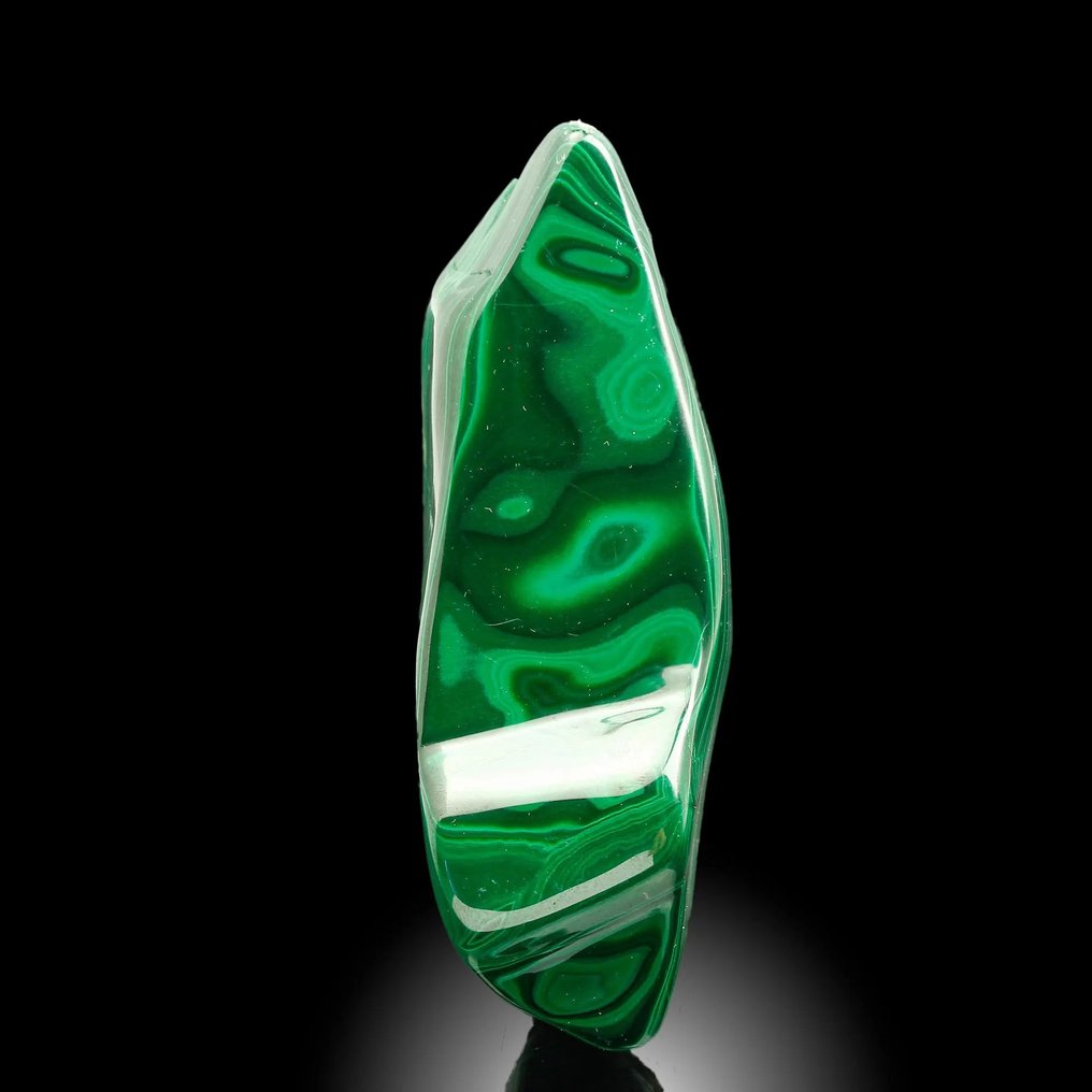 XXL HUGE! MALACHITE Eye! Emerald Green! Beautiful Polished - Height: 13 cm - Width: 4 cm- 398 g #2.1