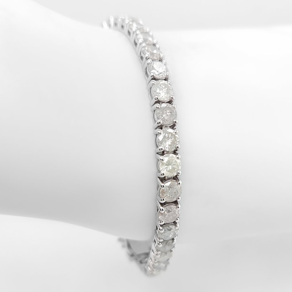 沒有保留價 - 手鈪 - 14 克拉 白金 - 11.90ct. tw. 鉆石 (天然) #4.3