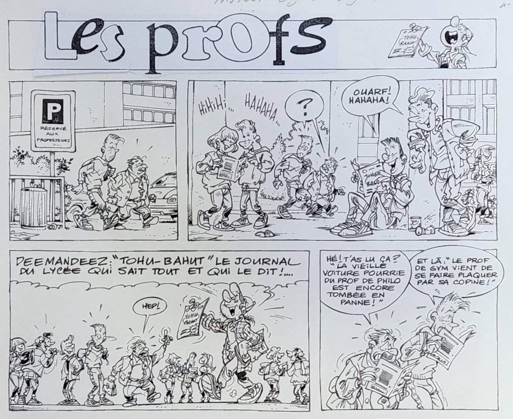 Pica Pierre Tranchand - 1 Original page - Les Profs - Les Profs T02 Loto et colles pl50 - 2000 #1.0