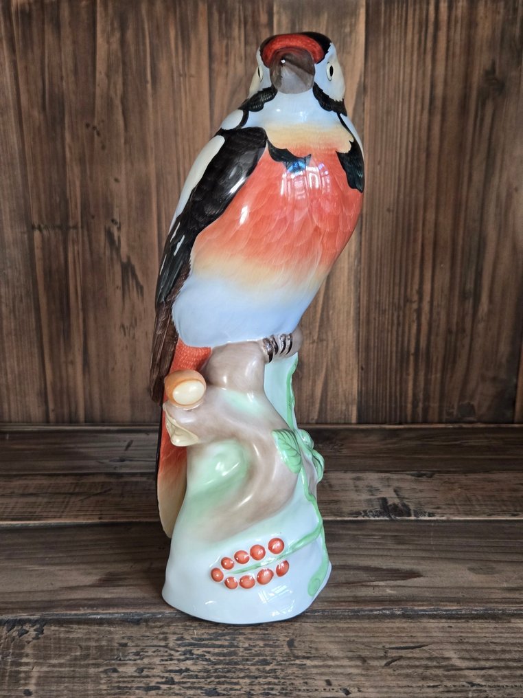 Herend - Άγαλμα, Black Woodpecker Bird - 225 mm - Πορσελάνη - 1992 #1.0