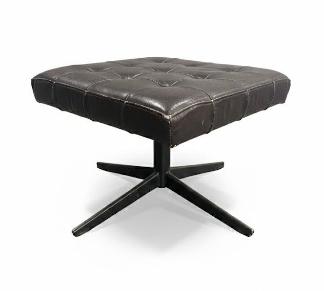 凳子 - 皮革, 金属 - Vintage Danish Design #1.0